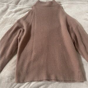 Karlie Taupe Ribbed Turtleneck Sweater